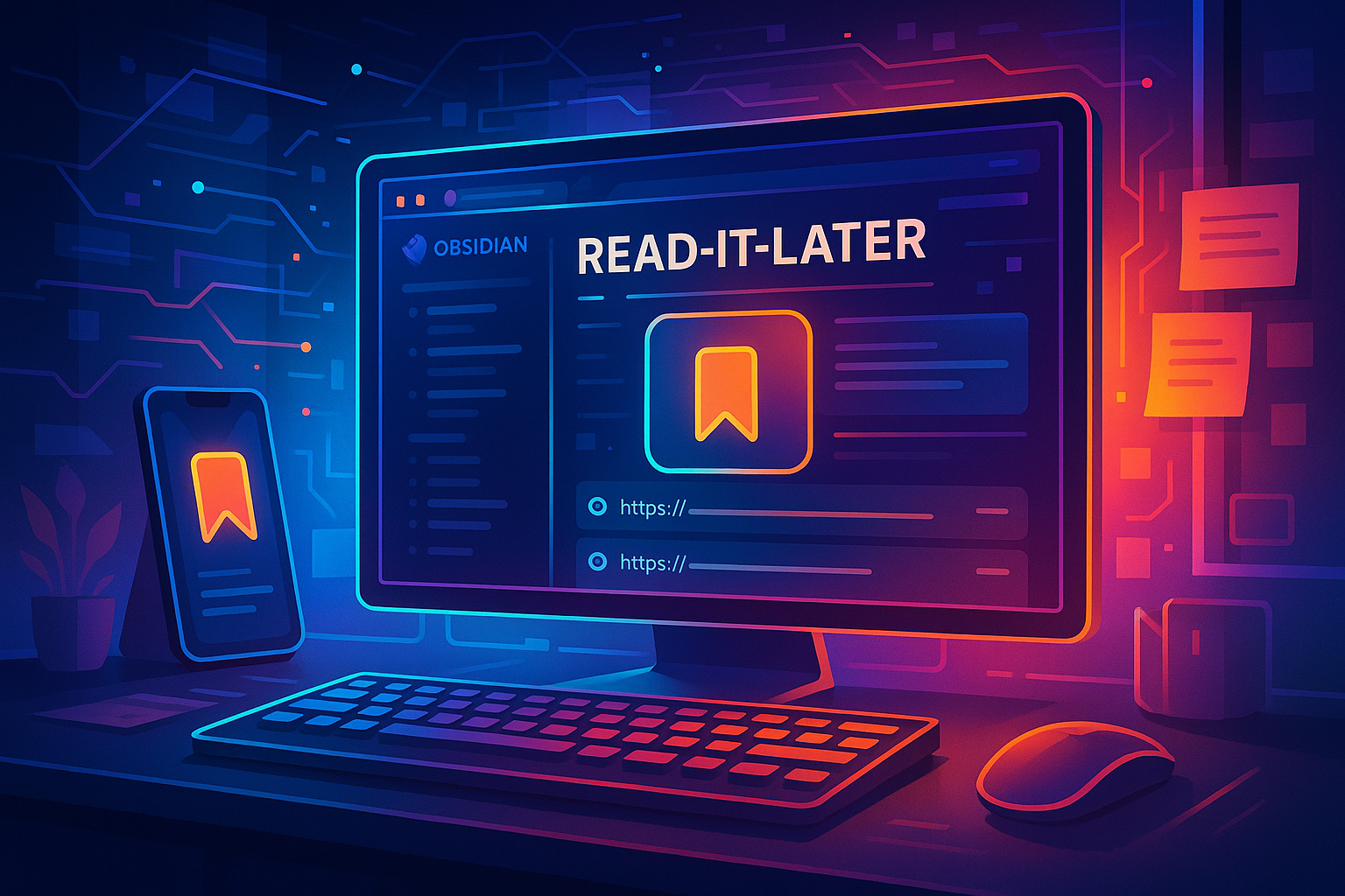 decorative image for the blog article. A computer and a mobile with Read-It-LAter displayed on the screen