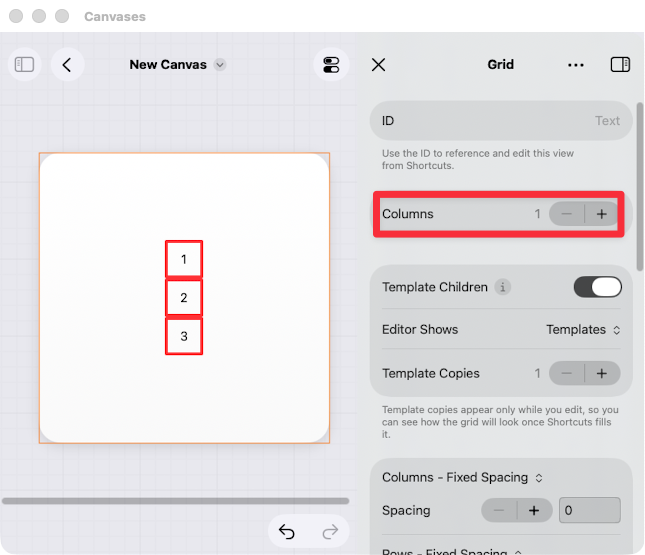 Example grid rendert as 1 column grid