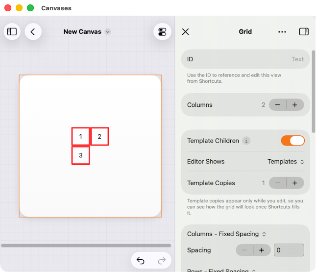Example grid rendert as 2 column grid