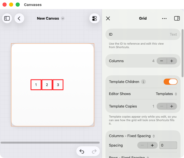 Example grid rendert as 3 column grid