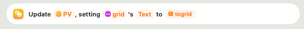 Shows the action for an update call