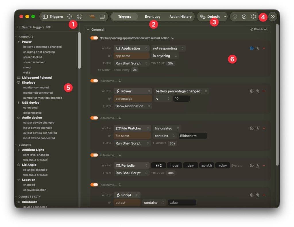 Picture Show the user Interface of crank. Will be explained in detail in the text