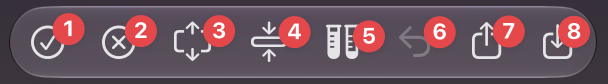Image shows the upper rigth part of the Trigger Page Toolbars. There are numbers used in the text for expkaination