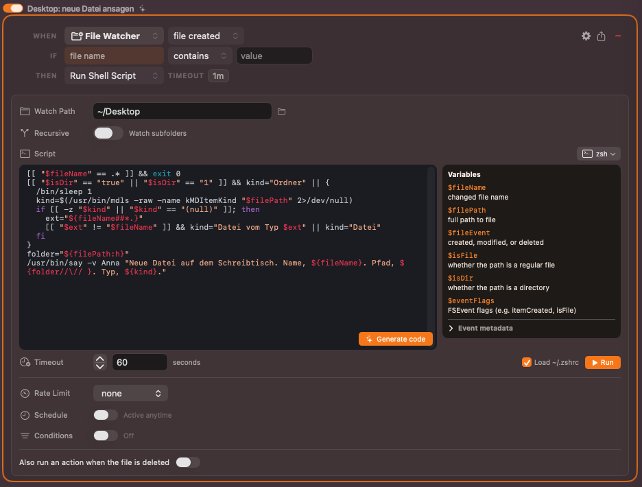 Image shows the the trigger screen with an AI generated rule